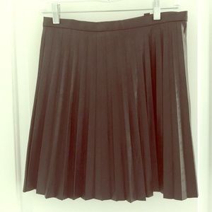 J. Crew Black Faux Leather Pleated Miniskirt